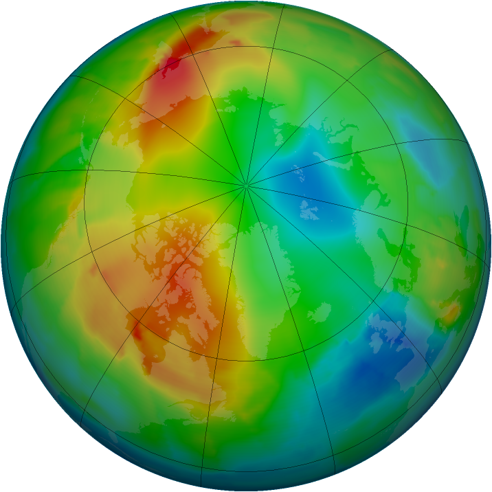 Arctic ozone map for 06 January 2012
